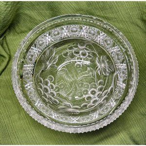 Antique 8” ABP Tuthill Grape Vine Cut Glass Fruit Bowl  *Appraisal Confirmed*